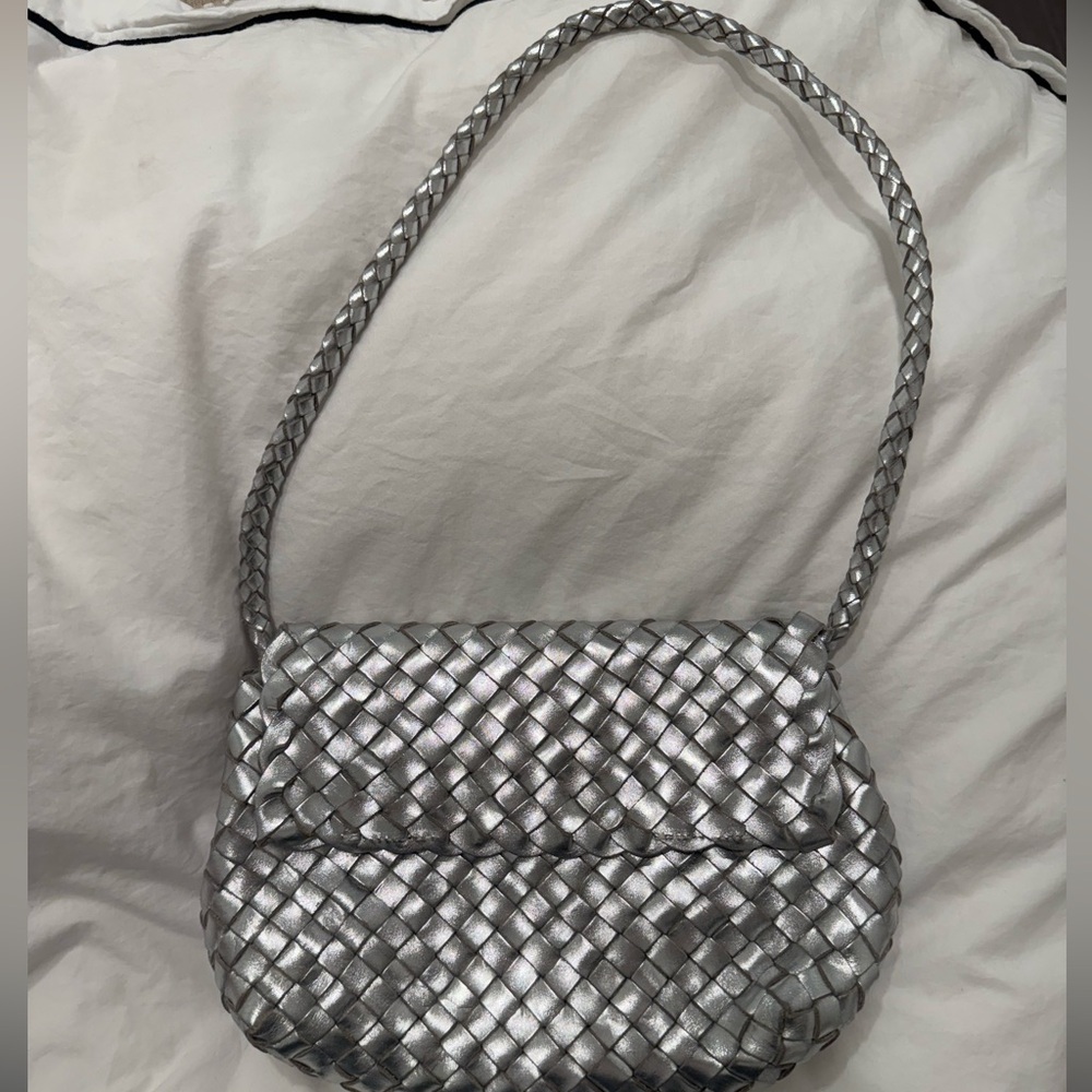 Loeffler Randall Silver Woven Shoulder Bag